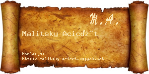 Malitsky Acicét névjegykártya